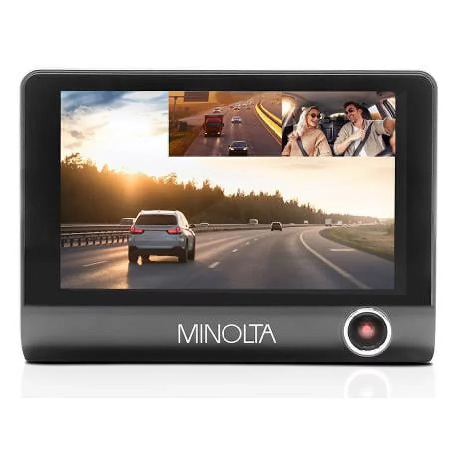MNCD410T Full HD Front and Rear View 4" LCD Display Dash Camera with 3-Channel Recording, Black