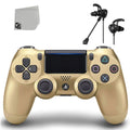 PlayStation 4 Wireless Controller Bundle - Gold Shock - Like New With Earbuds BOLT AXTION