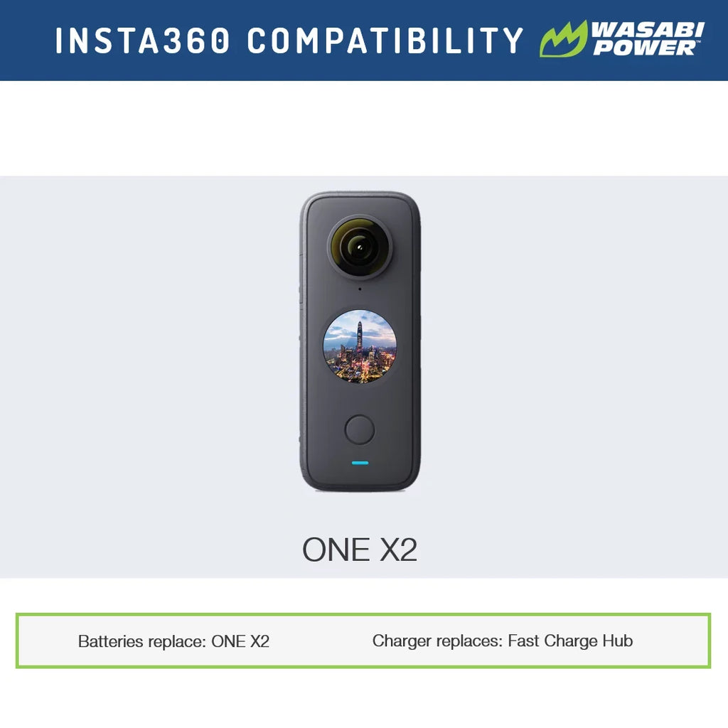 Wasabi Power Power Unit (2-Pack) and Charger for Insta360 ONE X2 (Not Waterproof)