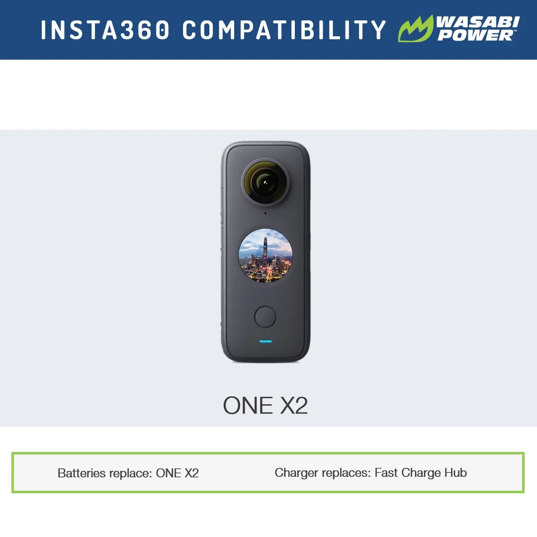 Wasabi Power Power Unit (2-Pack) and Charger for Insta360 ONE X2 (Not Waterproof)