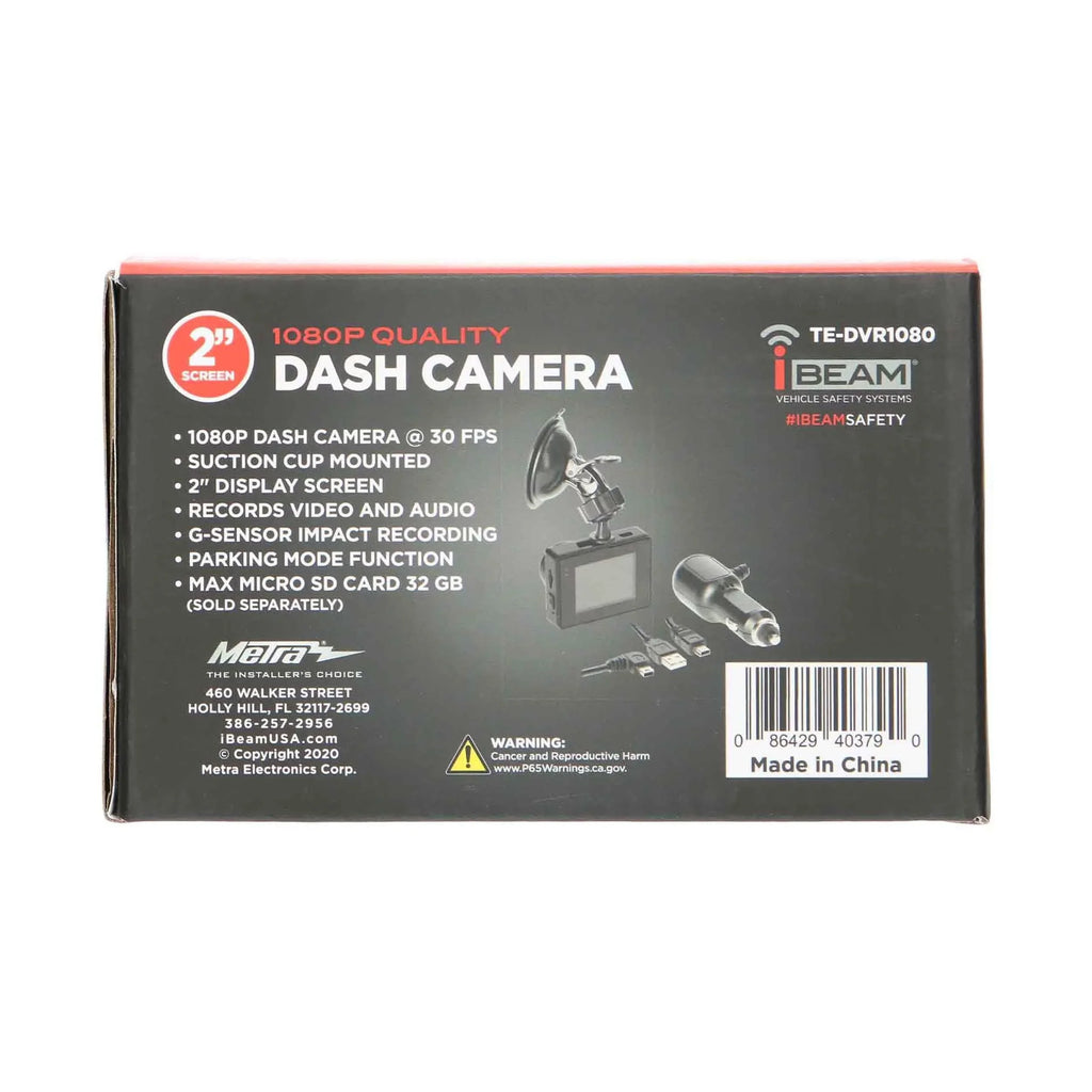 iBeam TE-DVR1080 Windshield Suction Mount 1080P Dash Camera w/ 2" LCD Display