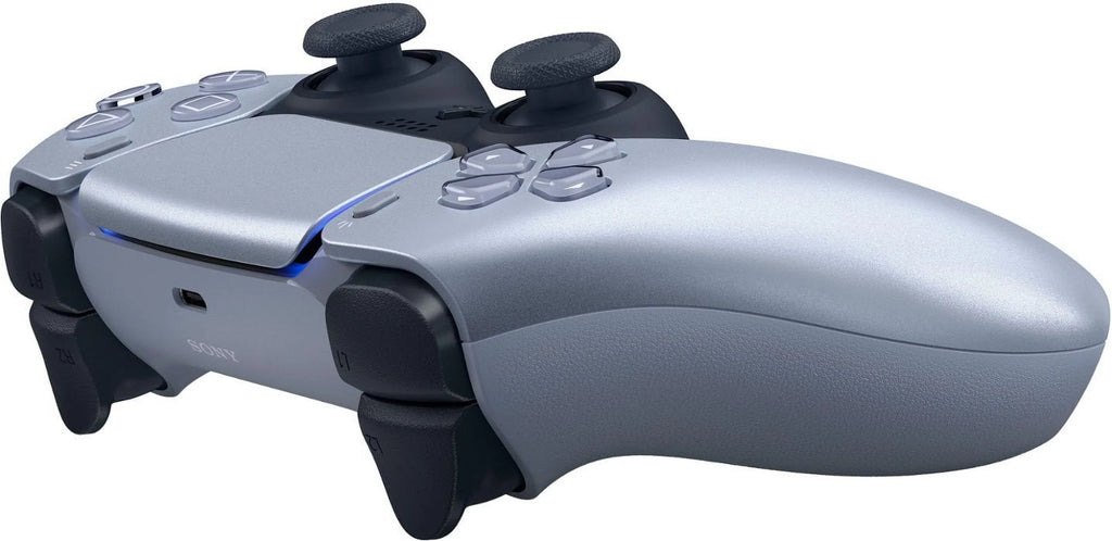 PlayStation 5, PS5 Sense Wireless Controller - Sterling Silver Bundle With 6Ave Microfiber Cleaning Cloth
