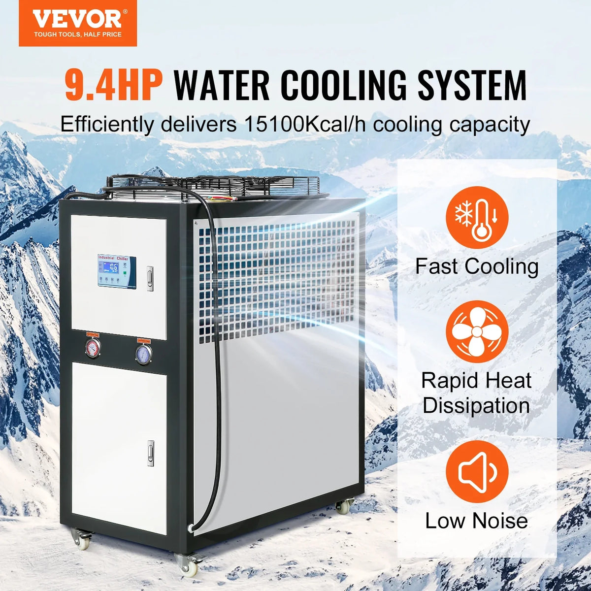 SKYSHALO Air-cooled Industrial Water Chiller 9.4HP 16 Gal 60L for Cooling Water