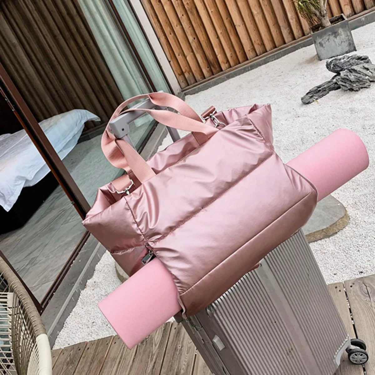 Segolike Travel Duffel Bag Waterproof Tote Weekender Bag Overnight Bag Luggage Gym Bag for Men AndWomen , Pink
