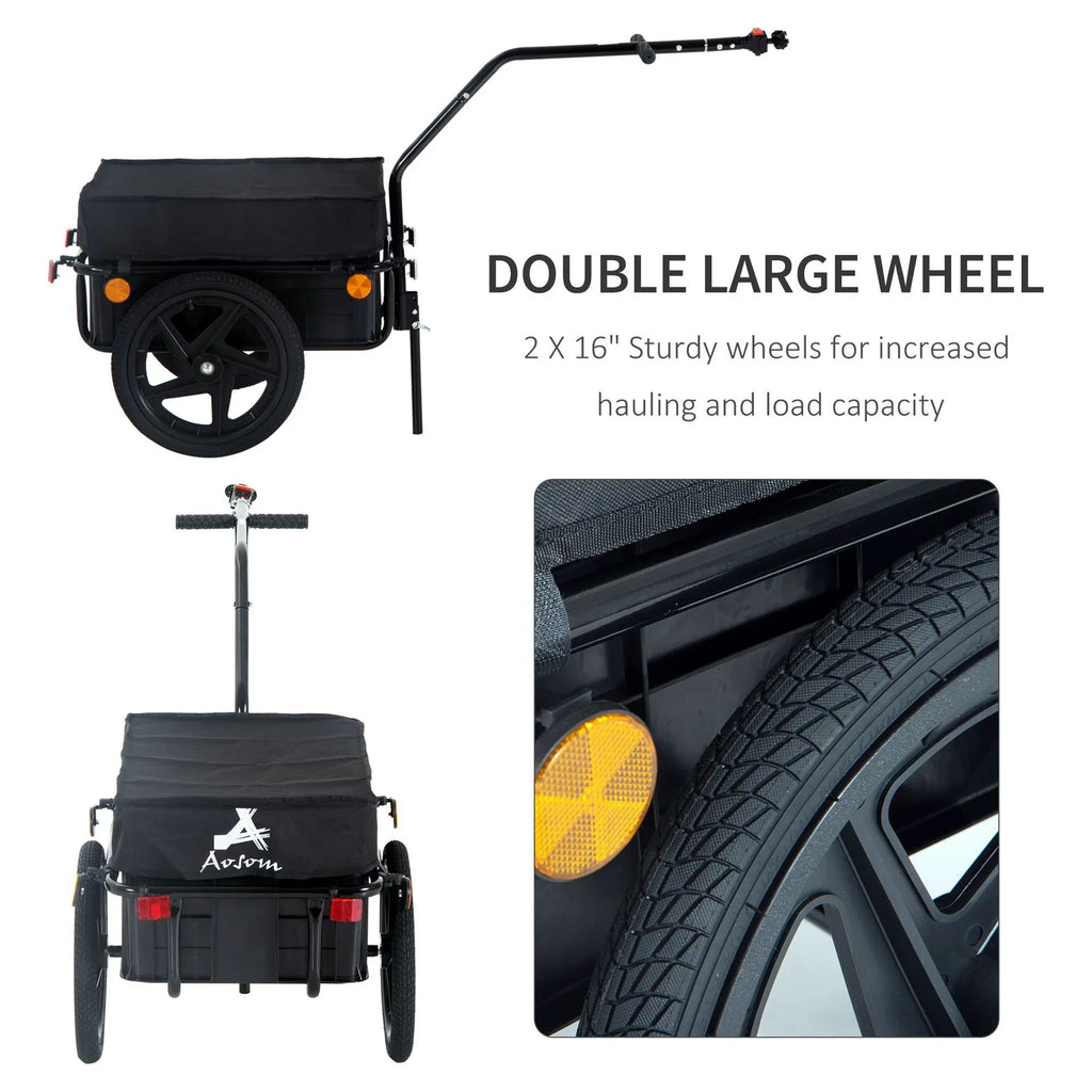 Aosom Double Wheel Internal Memory Enclosed Bicycle Cargo Trailer - Black