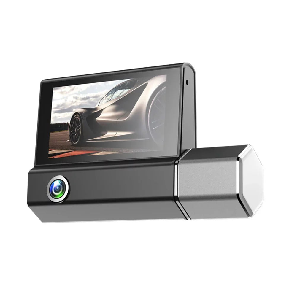 Car DVR Dash Cam Front And Inside And Rear Camera Video Recorder Lens