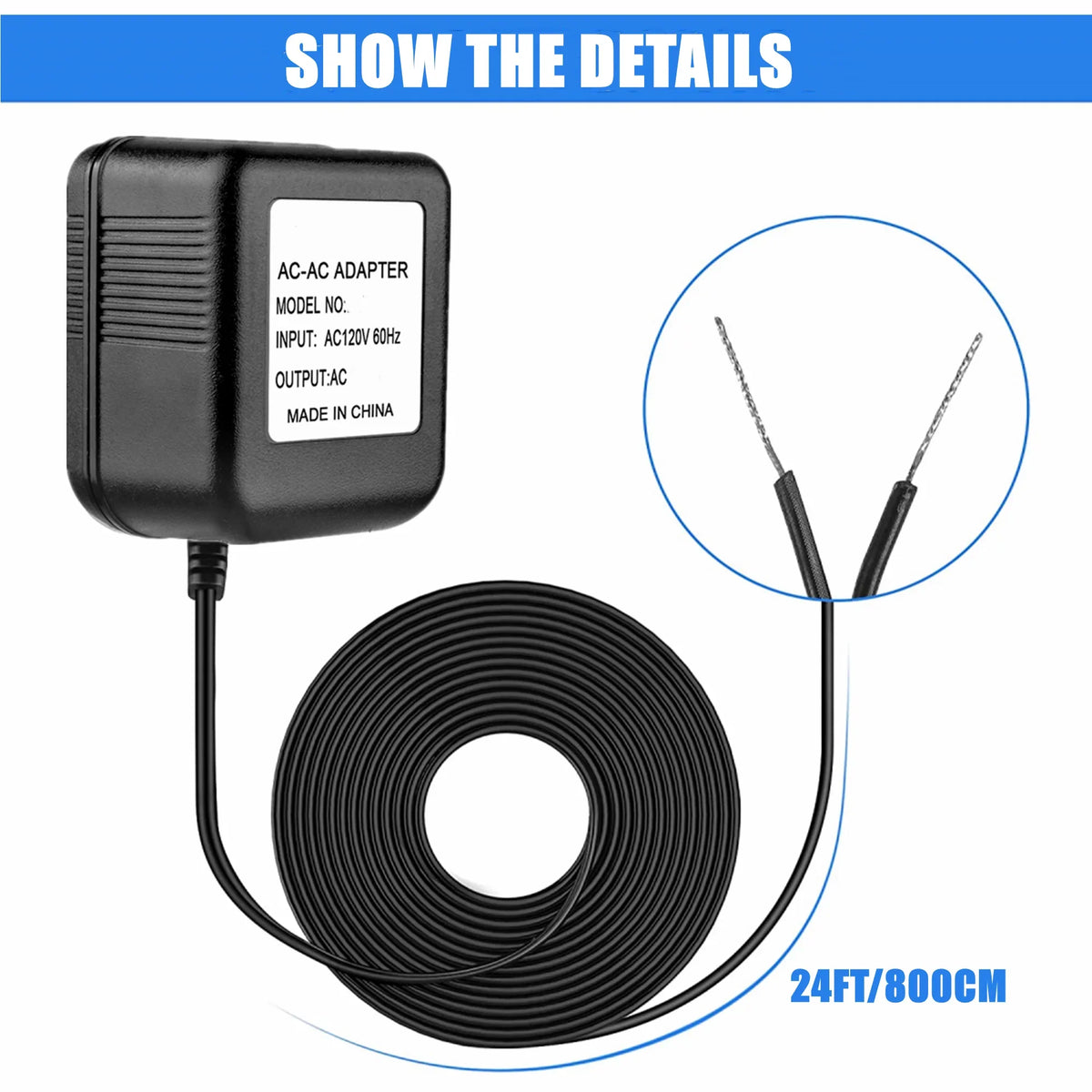 FITE ON Compatible 26ft 24V AC Power Adapter Replacement for Video Doorbell & zmodo Smart Greet Wi-Fi Video Doorbell