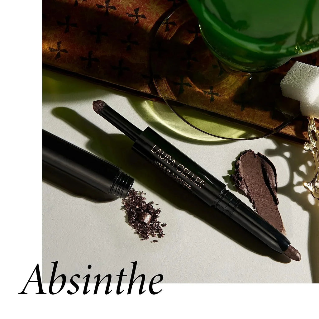 LAURA GELLER NEW YORK Make It A Double -Ended Eyeshadow - Absinthe - Cream Eyeshadow Stick + Matching Powder Eyeshadow - Crease-Proof and Smudge-Proof