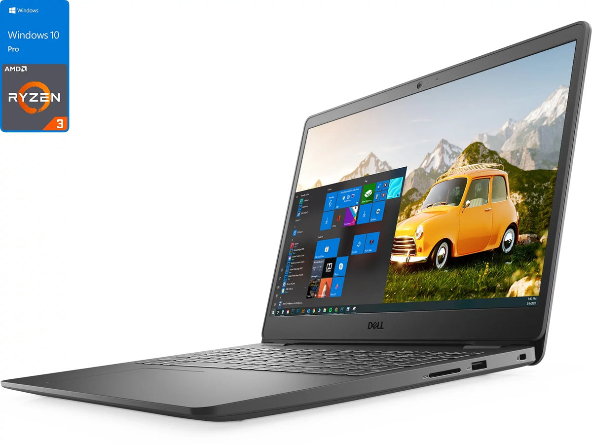 Inspiron 3505 Notebook, 15.6" FHD Display, AMD Ryzen 3 3250U Upto 3.5GHz, 4GB Storage 512GB NVMe Solid State Drive Vega 3, HDMI, Card Reader, Wi-Fi, Bluetooth, Windows 10 Pro