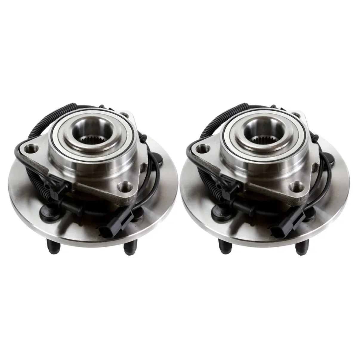 AutoShack Front Wheel Bearing Hubs Drilled Slotted Rotors Silver Memory Pads Kit Driver and Passenger Side Replacement for 2009 2010 2011 Memory 1500 3.7L 4.7L 5.7L V6 V8 4WD RWD RHBBK0747