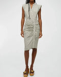 Veronica Beard Women's Army White Ruched Shirtdress, 4