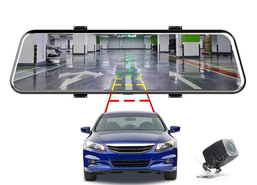 10-inch Touch Mirror Car Camera Dashcam, 1080P FHD Full Touch Display Front and Rear View, Super Night Vision Parking Assistance, Camera for Cars Loop Recording Streaming Media 170°Wide Angle