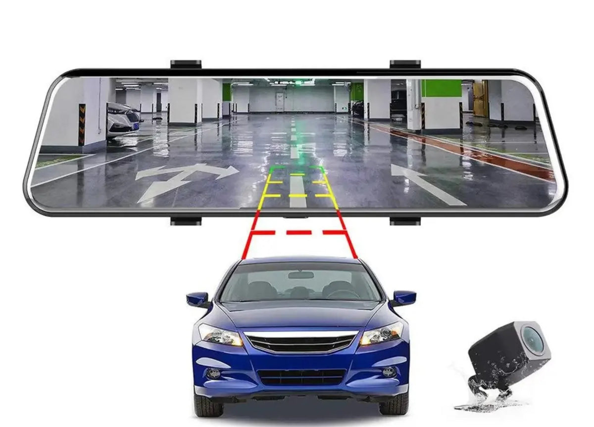 10-inch Touch Mirror Car Camera Dashcam, 1080P FHD Full Touch Display Front and Rear View, Super Night Vision Parking Assistance, Camera for Cars Loop Recording Streaming Media 170°Wide Angle