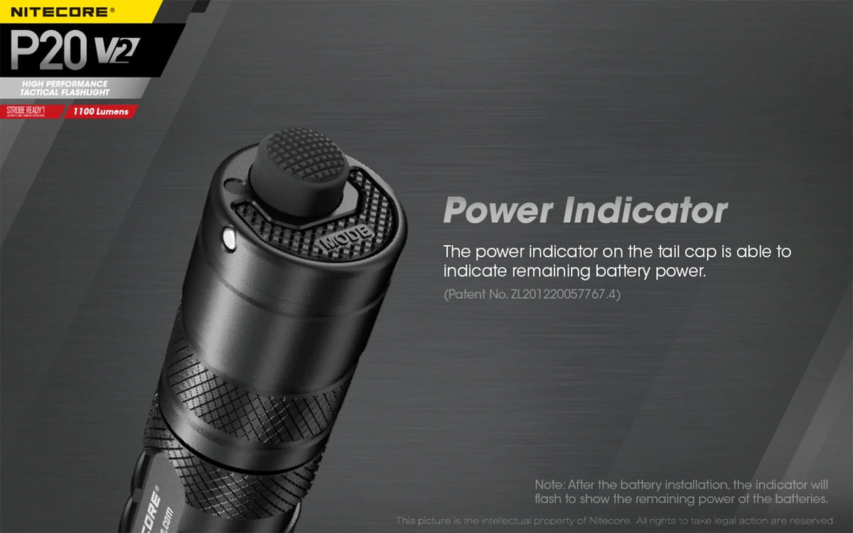 Combo: Heart P20 V2 Tactical LED Flashlight - CREE XP-L2 V6 - 1100 Lumens w/NL189 Cell UI1 Charger +Free Eco-Sensa USB Cord