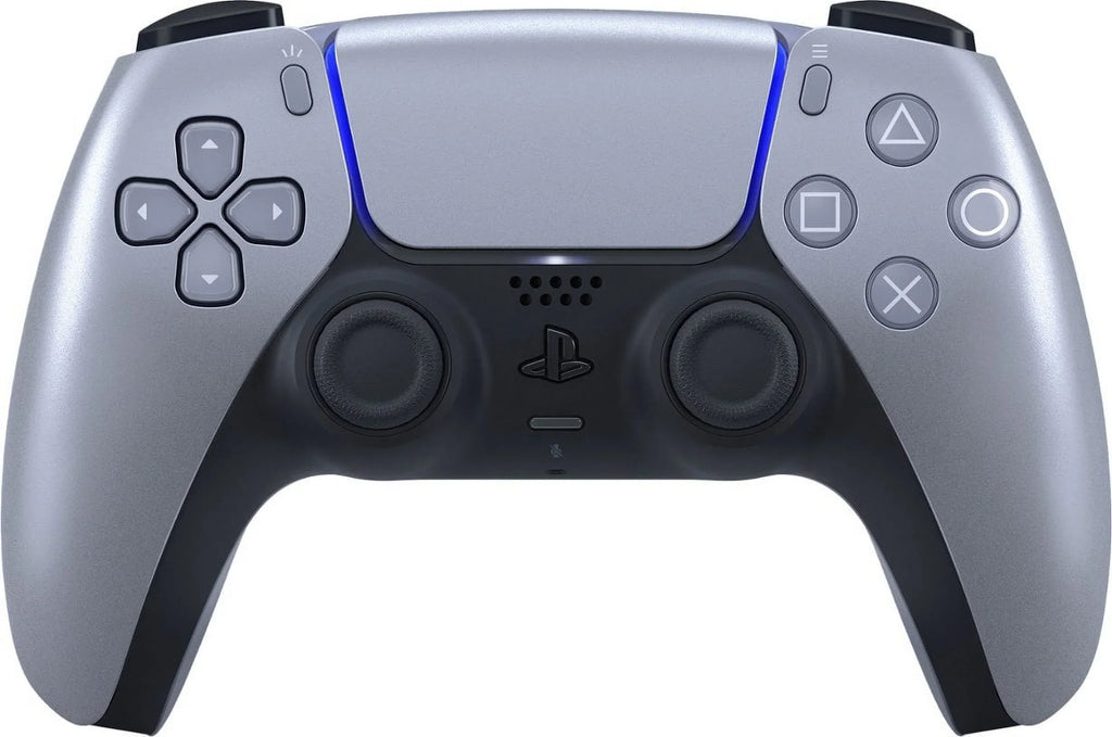 PlayStation 5, PS5 Sense Wireless Controller - Sterling Silver Bundle With 6Ave Microfiber Cleaning Cloth