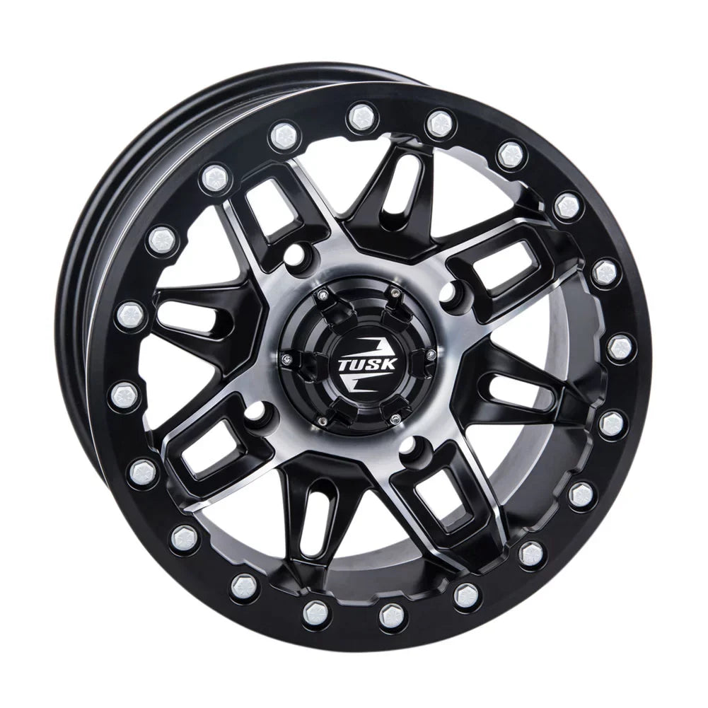 (4 Pack) 4/137 Tusk Wasatch Beadlock Wheel 15x7 5.0 + 2.0 Machined/Black For CAN-AM Defender HD10 Pro DPS 2020-2022