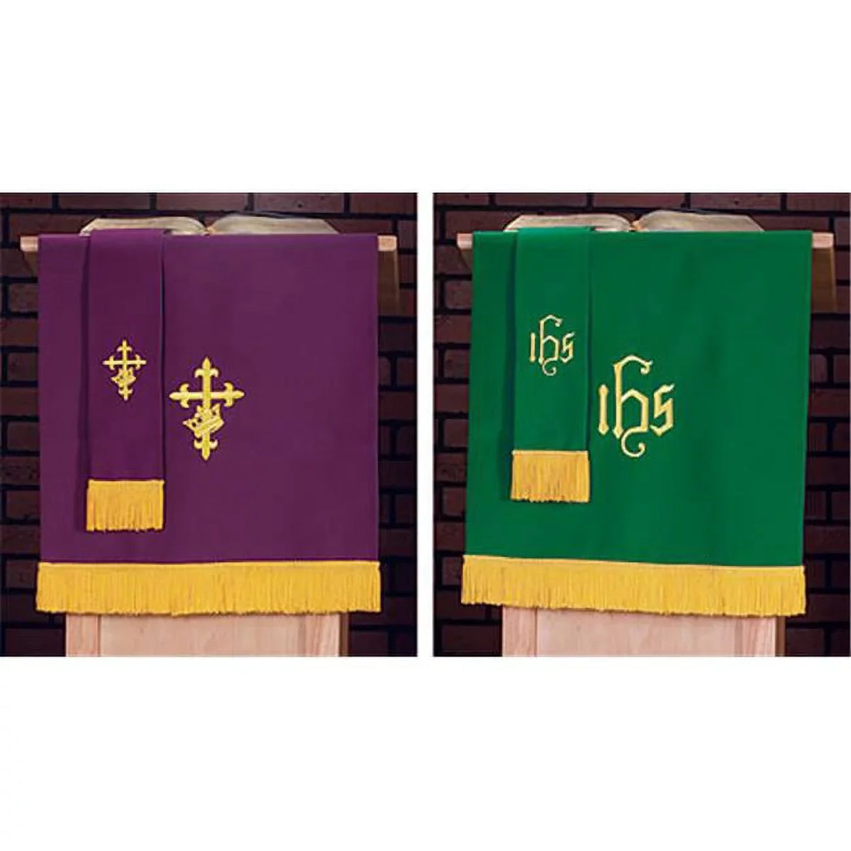 Christian Brands Church Supply KC135 Purple & Green Pulpit Scarf with Fringe