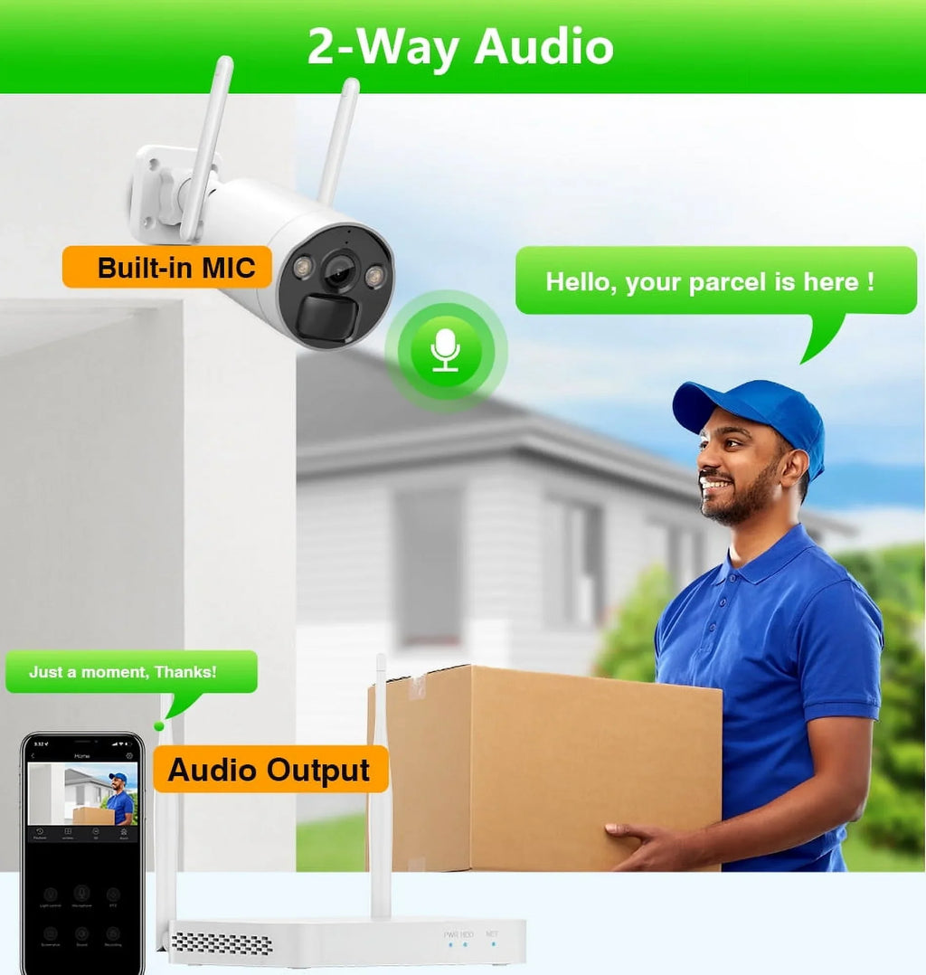 VIKVIZ 8CH WiFi CCTV System 4Pcs 3MP Power Unit Camera , 4 Solar Panels , 2.5inch HDD Wireless NVR