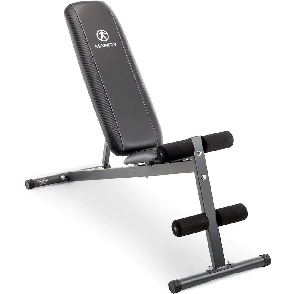 Marcy SB-261W Utility Bench for Upright, Incline, Decline, and Flat Exercise Bundle with Deco Essentials 27 Ounce Water Bottle and Workout Cooling Sport Towel
