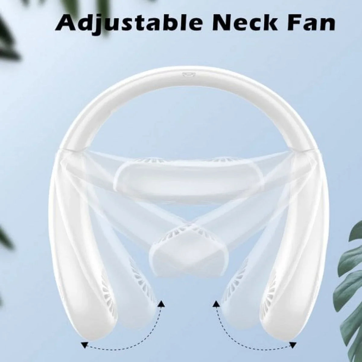 Folding Neck Fanwtith LCD Display, 360°Airflow 5000mAh USB Rechargeable Mini Neck Fan Bladeless 3 Speeds Portable Summer Cooling Fans, White