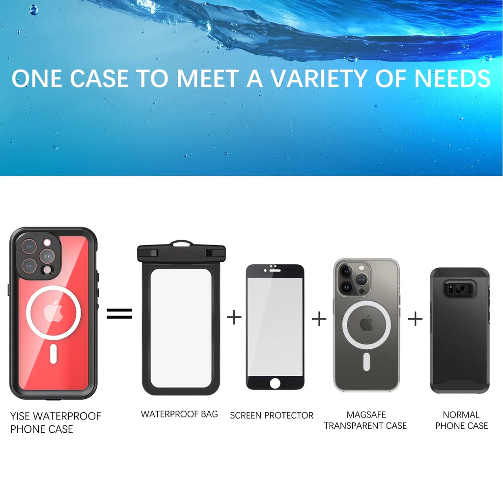 ELEHOLD for iPhone 15 Pro Max Waterproof Case, Built-in Panel Protector Full-Body Rugged Shockproof Military Drop Proof Dustproof IP68 Underwater Heavy Duty Magnetic Case for iPhone 15 Pro Max,Black