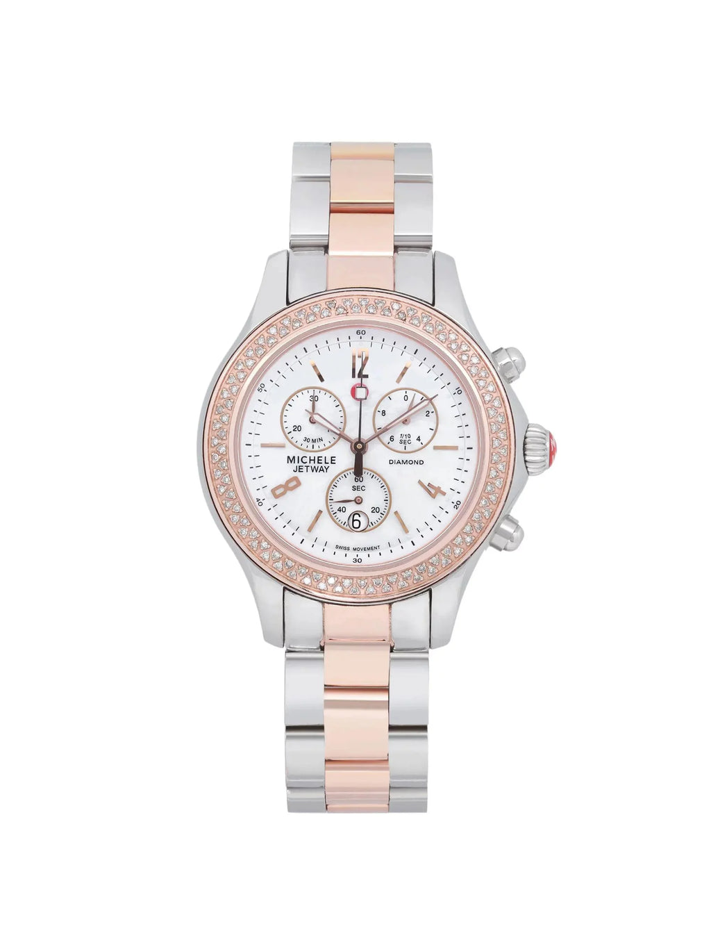 Michele Jetway 40mm Steel 0.50cttw Diamond Quartz Ladies Watch MWW17A000017