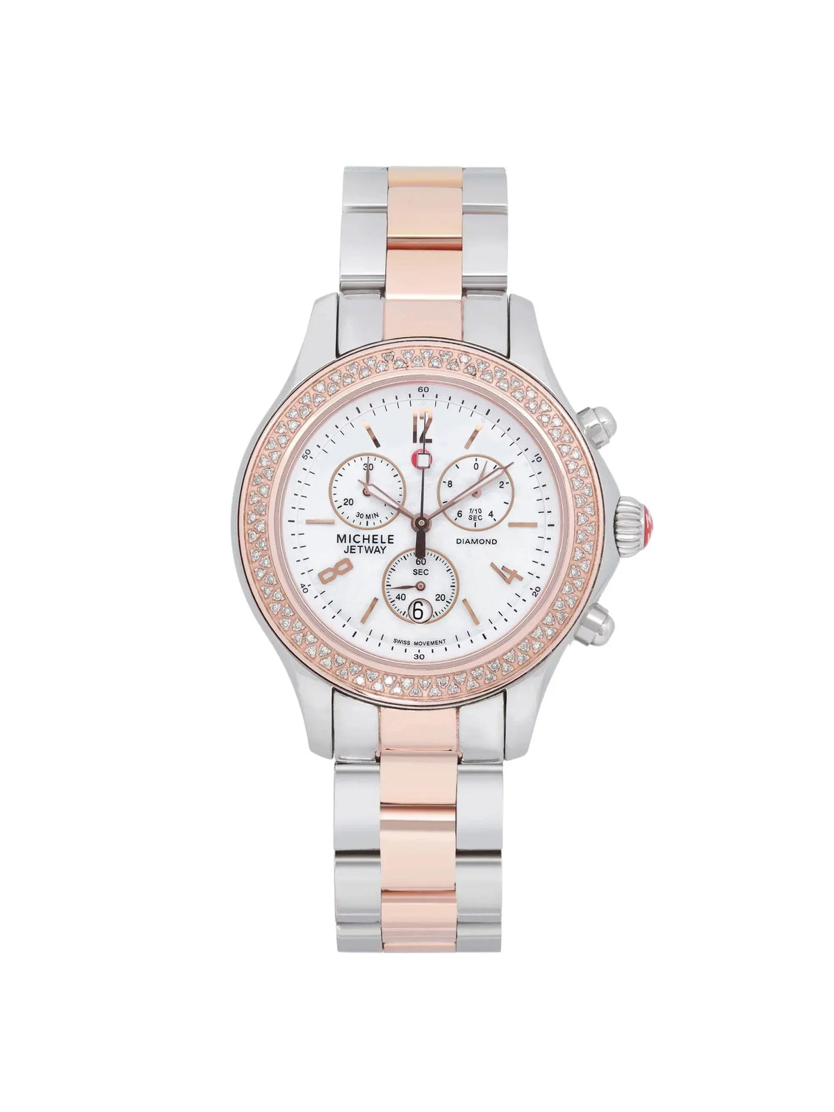 Michele Jetway 40mm Steel 0.50cttw Diamond Quartz Ladies Watch MWW17A000017