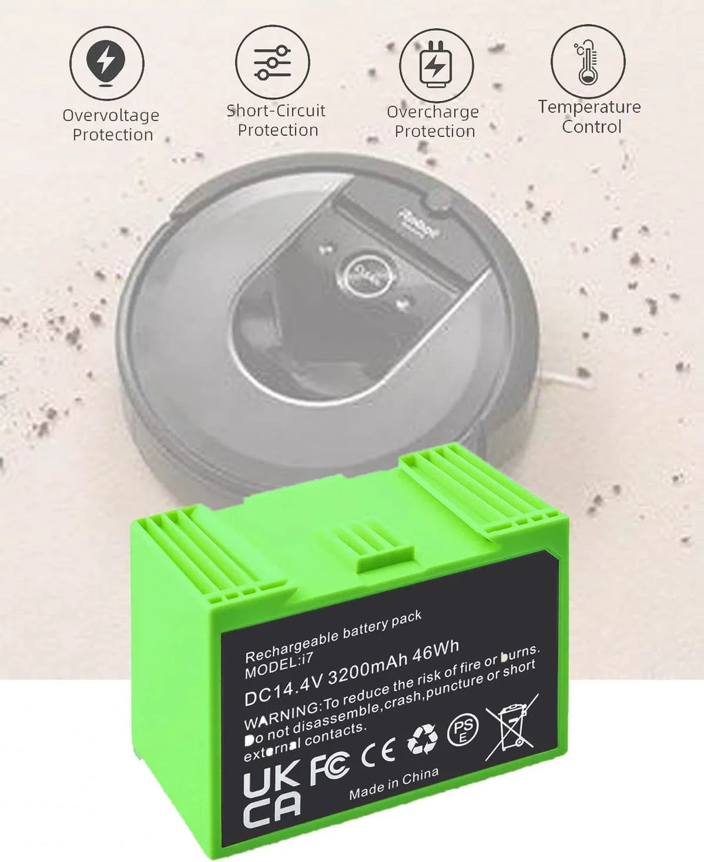 for iRobot Roomba e e5 e6 e5150 e5152 e6198 and i i3 3150 i3+ 3550 i4 4150 i4+ 4552 i6 I7 i7158 i7+ 7150 7550 i8 Plus Replacement Lithium Ion Energy Source