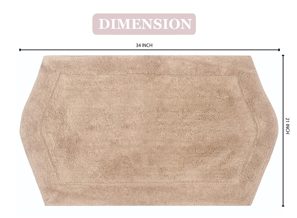 Home Weavers Waterford Collection 100% Cotton Tufted Bath Rug, Extra Soft and Absorbent Bath Rugs, Non-Slip Bath Carpet, Machine Wash Dry, Bath Mats for Bathroom Floor, 21" x 34" Rectangle, Linen Rug