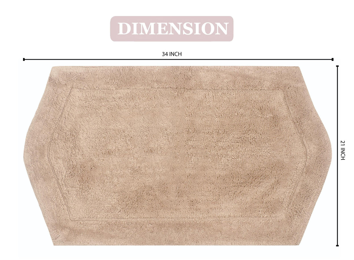 Home Weavers Waterford Collection 100% Cotton Tufted Bath Rug, Extra Soft and Absorbent Bath Rugs, Non-Slip Bath Carpet, Machine Wash Dry, Bath Mats for Bathroom Floor, 21" x 34" Rectangle, Linen Rug