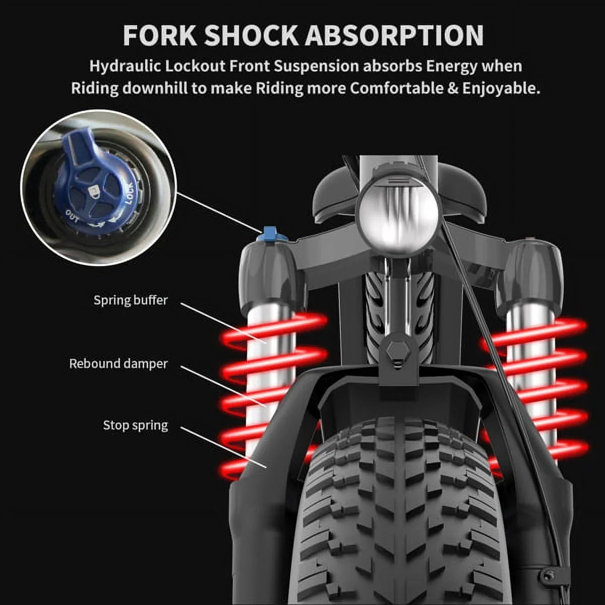 AOSTIRMOTOR Hot Fat Tire Adults Electric Bicycle 26 In. Electric Mountain Bike
