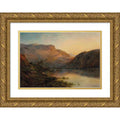 Alfred de Bréanski 18x13 Gold Ornate Wood Memory and Double Matted Museum Art Print Titled - The Evening Glow, Vale of Eagle, Loch Lomond
