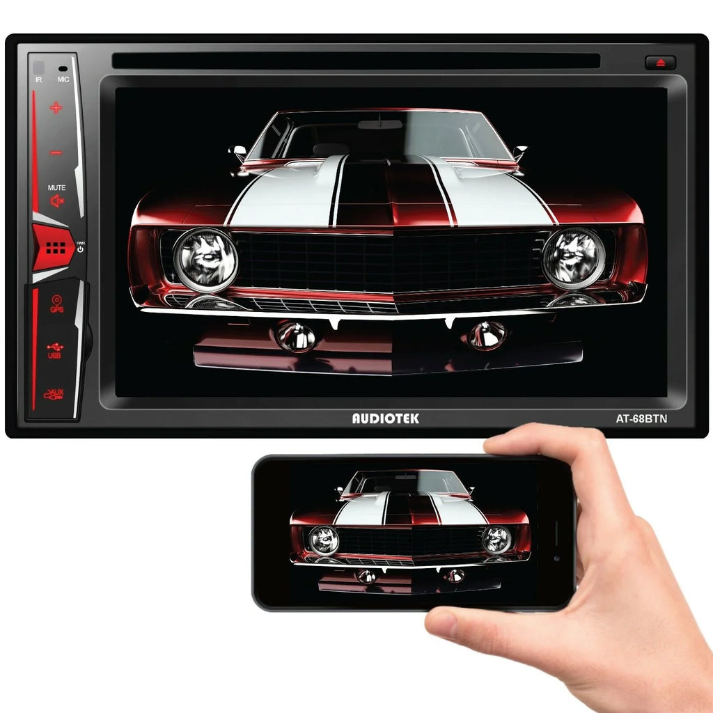 Audiotek AT-68BTN 6.2" Touch Display Radio Mirror Link+ License Plate Rear Camera Bundle