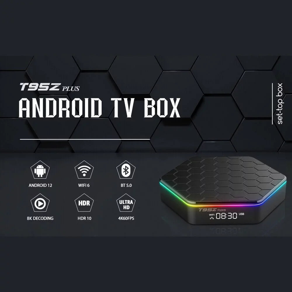 JLLOM Quad Processor 8K HD Video 64GB Memory 6K Stream Player 2023 T95Z Plus Smart Android 12.0 TV Box