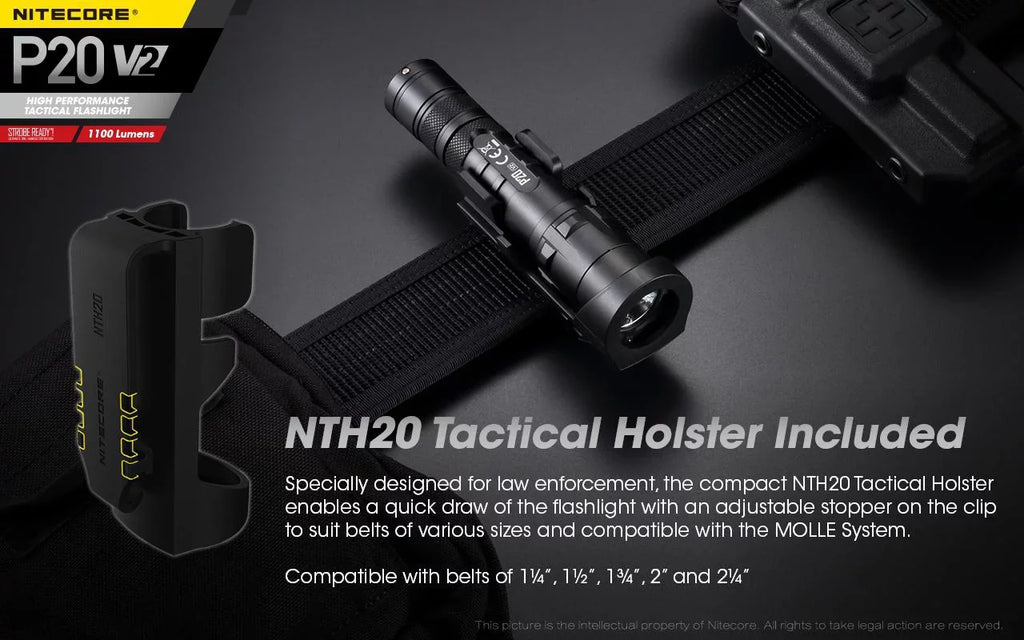 Combo: Heart P20 V2 Tactical LED Flashlight - CREE XP-L2 V6 - 1100 Lumens w/NL1834R Power Unit +Free Eco-Sensa USB Cord