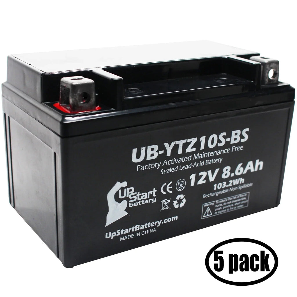 5-Pack UpStart Cell Replacement for 2011 Yamaha Maxam 250CC Factory Activated, Maintenance Free, Scooter Cell - 12V, 8.6Ah, UB-YTZ10S-BS