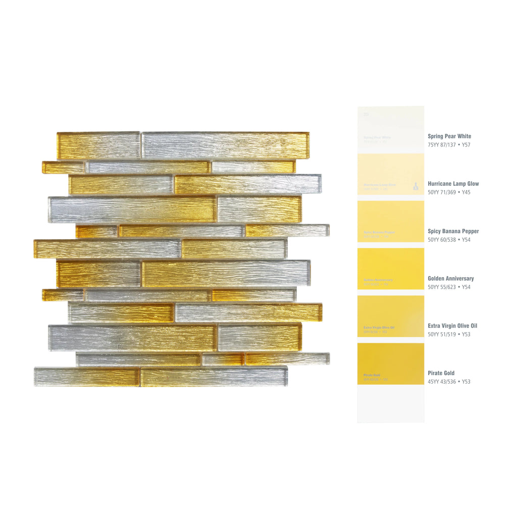 WS Tiles - Foil Silver/Gold 12 in. x 12 in. Interlocking Glass Mosaic Wall Tile (5 sq. ft. / Case)