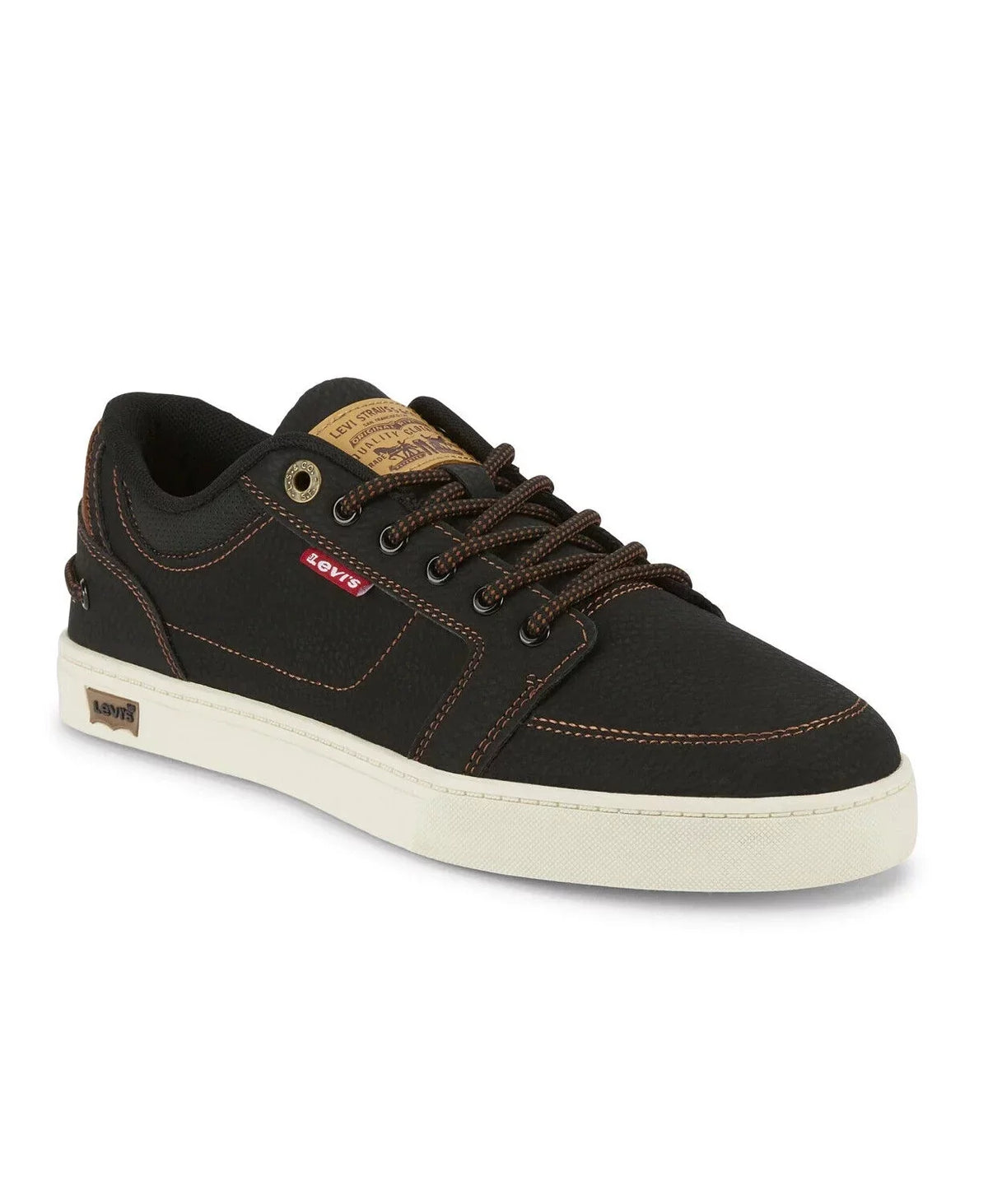LEVIS HARBOR WAX LOW TRAINERS SPORTS SNEAKERS MEN SHOES BLACK/TAN SIZE 9.5 NEW