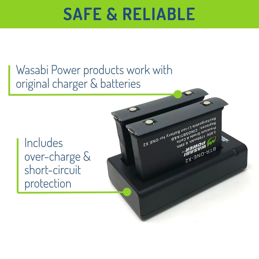 Wasabi Power Power Unit (2-Pack) and Charger for Insta360 ONE X2 (Not Waterproof)