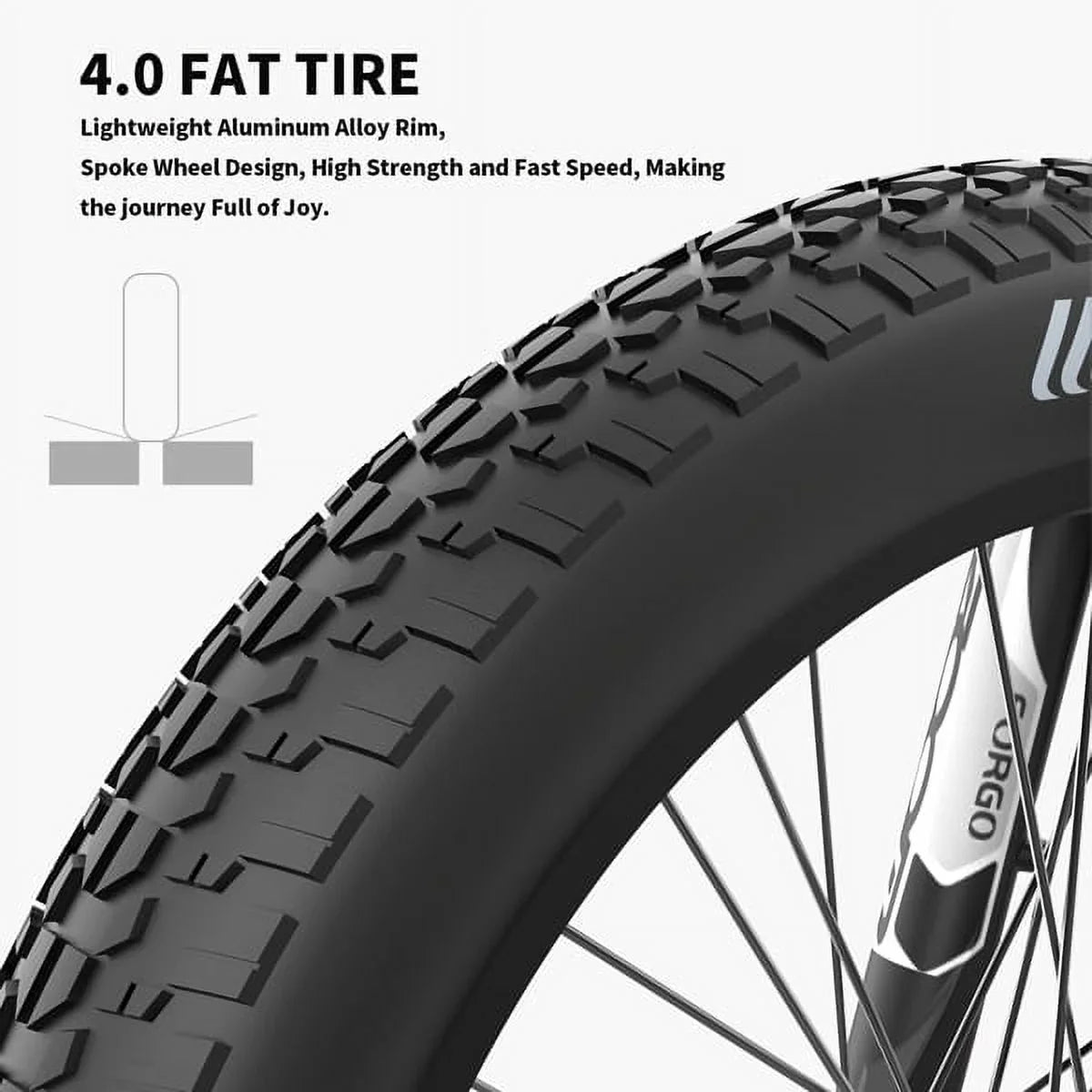 AOSTIRMOTOR Hot Fat Tire Adults Electric Bicycle 26 In. Electric Mountain Bike