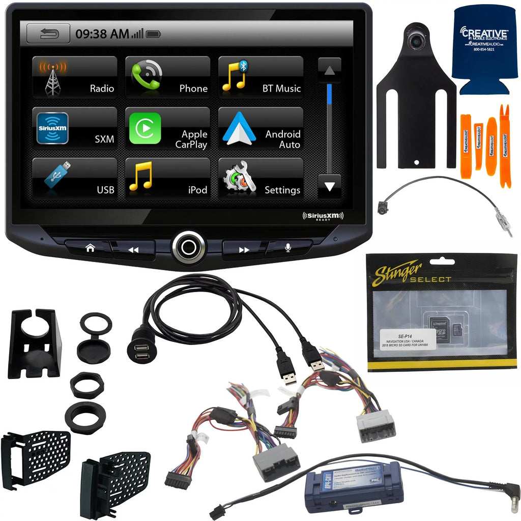 Stinger Jeep Wrangler JK (2011-2018) Stereo Replacement System: 10-Inch Monitor Radio; Includes Dash Kit & Interface, With Jeep Back Up Camera, And Igo Navigation SD Card