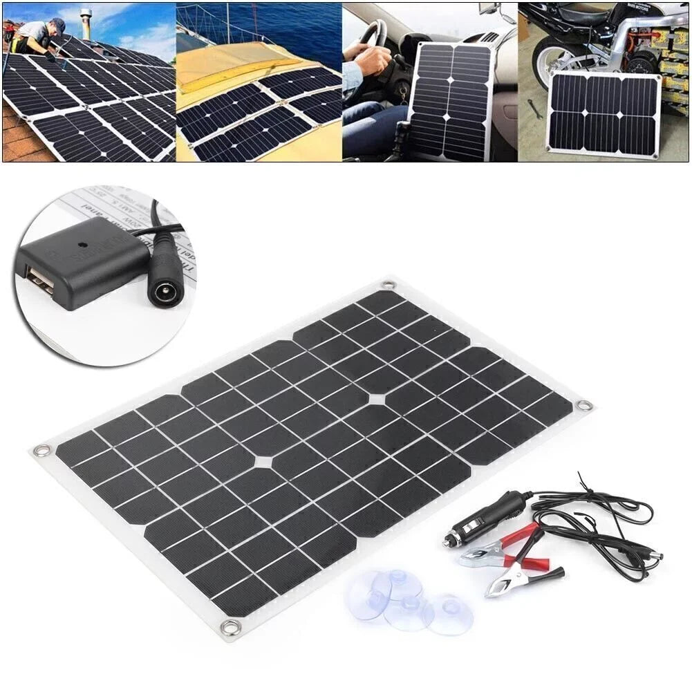 ligaofeng Multifunctional Ultra-thin 20W Monocrystalline Solar Panel Power Unit Charger with USB Output Ports Waterproof Portable