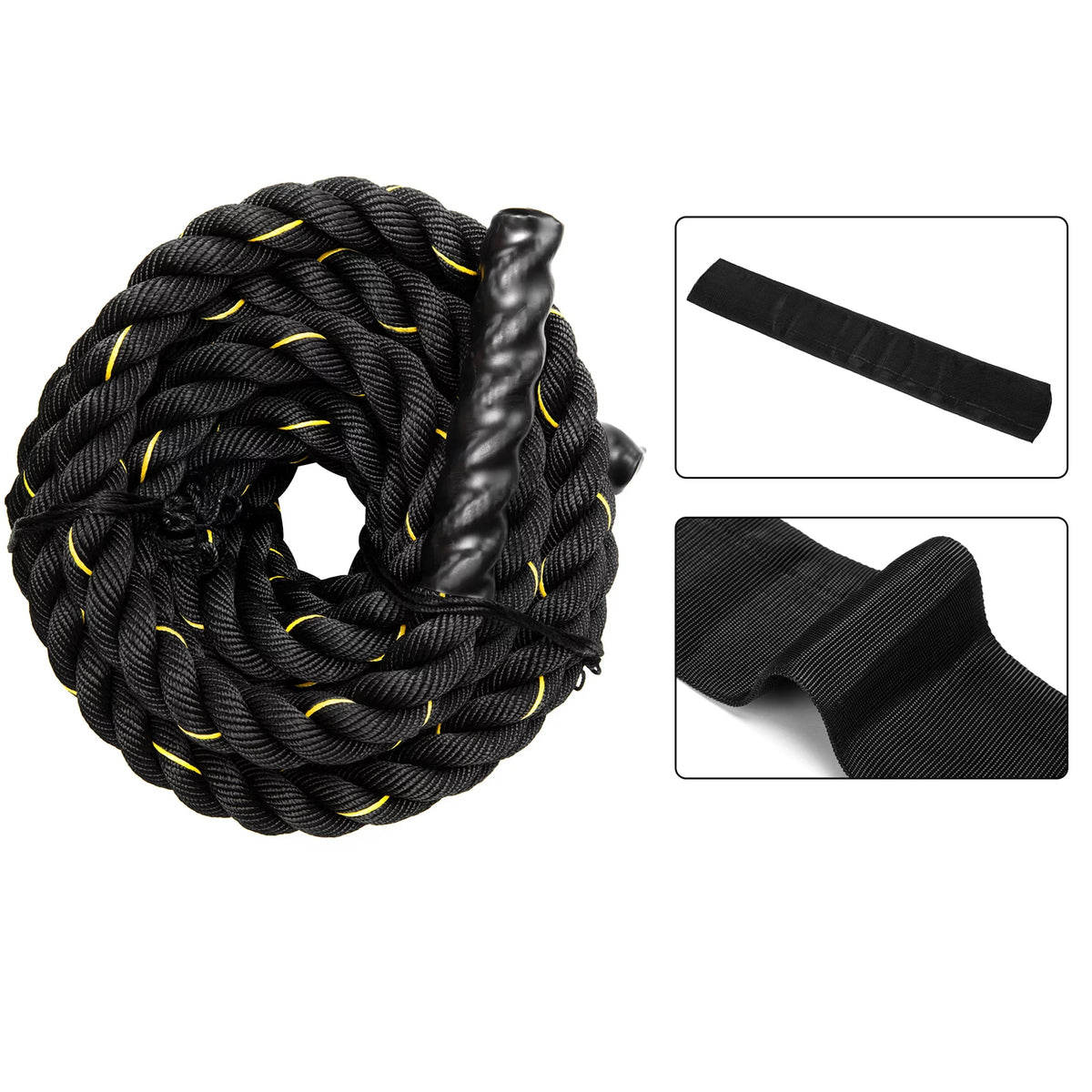 1.5" Training Rope Battle Rope Workout Training Undulation Rope, 50ft Length Fitness Battle Rope Heavy Duty Gym Fitness Workout Combat Battle Ropes for Strength Power Training, 15M