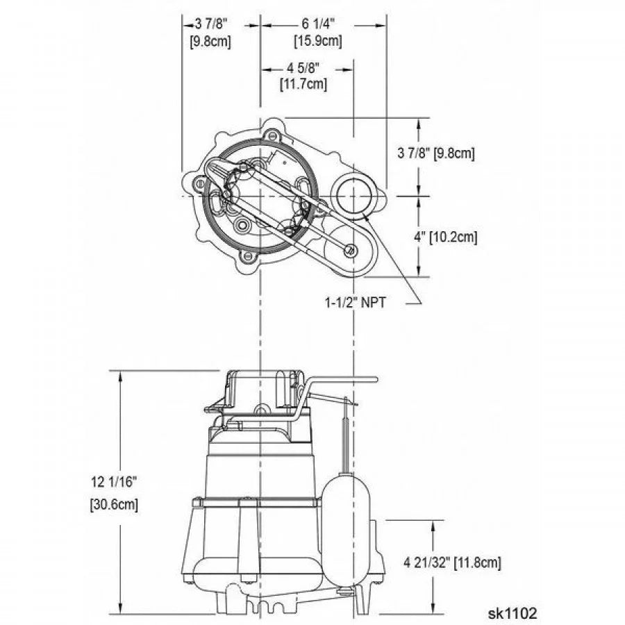 Zoeller HP 1/2,Sump Pump,Vertical Float 98-0077