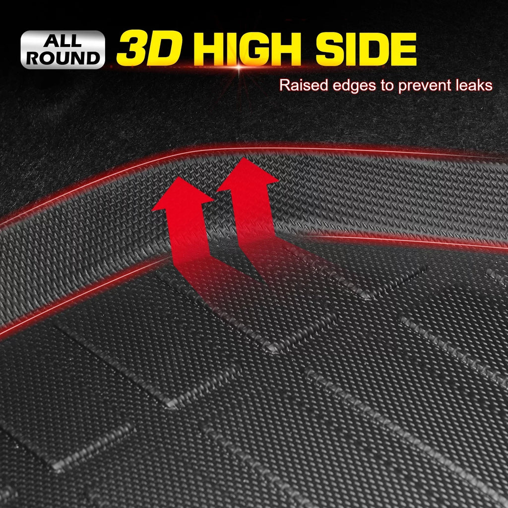 Ikon Motorsports Truck Bed Mat Compatible With 2022-2024 Ford Maverick, Black Rear Storage Floor Liner TPE Pickup Cargo Guard All Weather 3D Heavy Duty Trunk Flooring Protector Cover