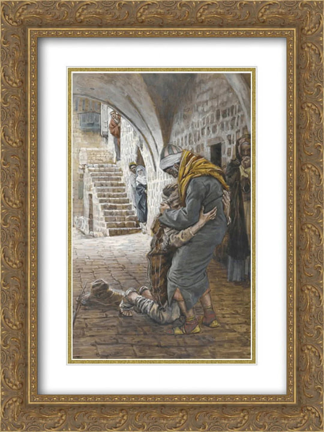 James Tissot 2x Matted 18x24 Gold Ornate Storage Art Print 'The Return of the Prodigal Son, illustration for 'The Life of Christ''