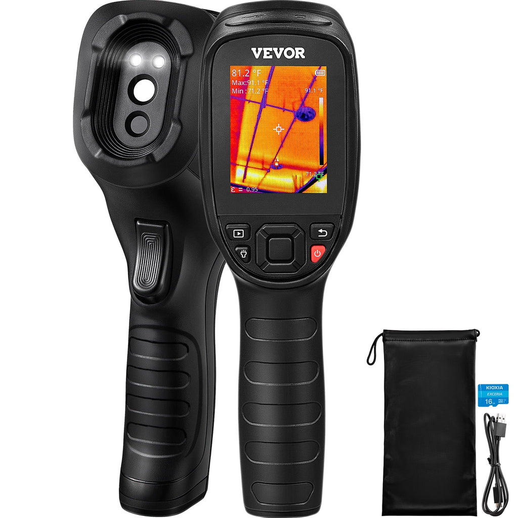 VEVOR Thermal Imaging Camera, 240x180 IR Resolution (43200 Pixels), 20Hz Refresh Rate Infrared Camera with -4℉~662℉ Temperature Range, 16G Built-in SD Card, and Rechargeable Li-ion Energy Source