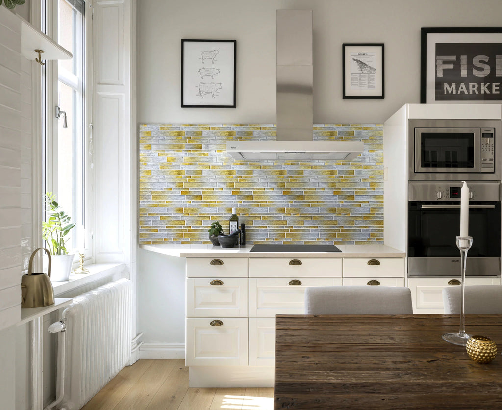 WS Tiles - Foil Silver/Gold 12 in. x 12 in. Interlocking Glass Mosaic Wall Tile (5 sq. ft. / Case)