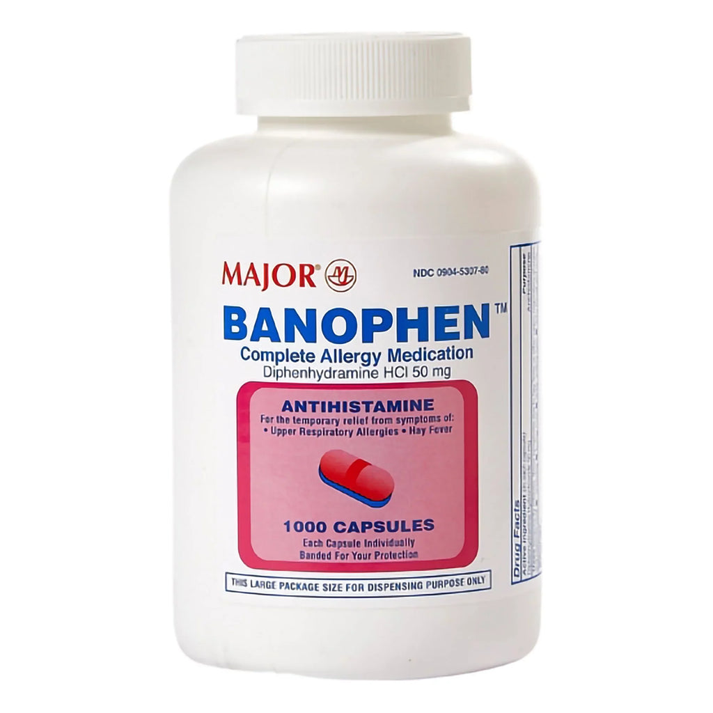 Major Banophen Memory Capsules, 50 mg, 1000 Count