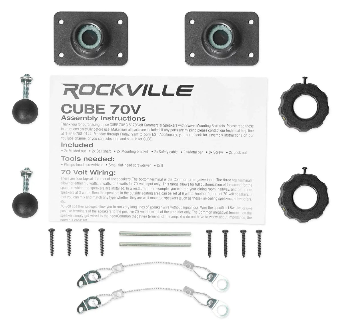 Cube by Rockville Pair of 3.5" Black Home Theater Wall Speakers+Swivel Brackets